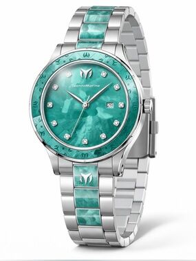 Technomarine seafoam green  Steel Bracelet Watch with Mother-of-Pearl Dial